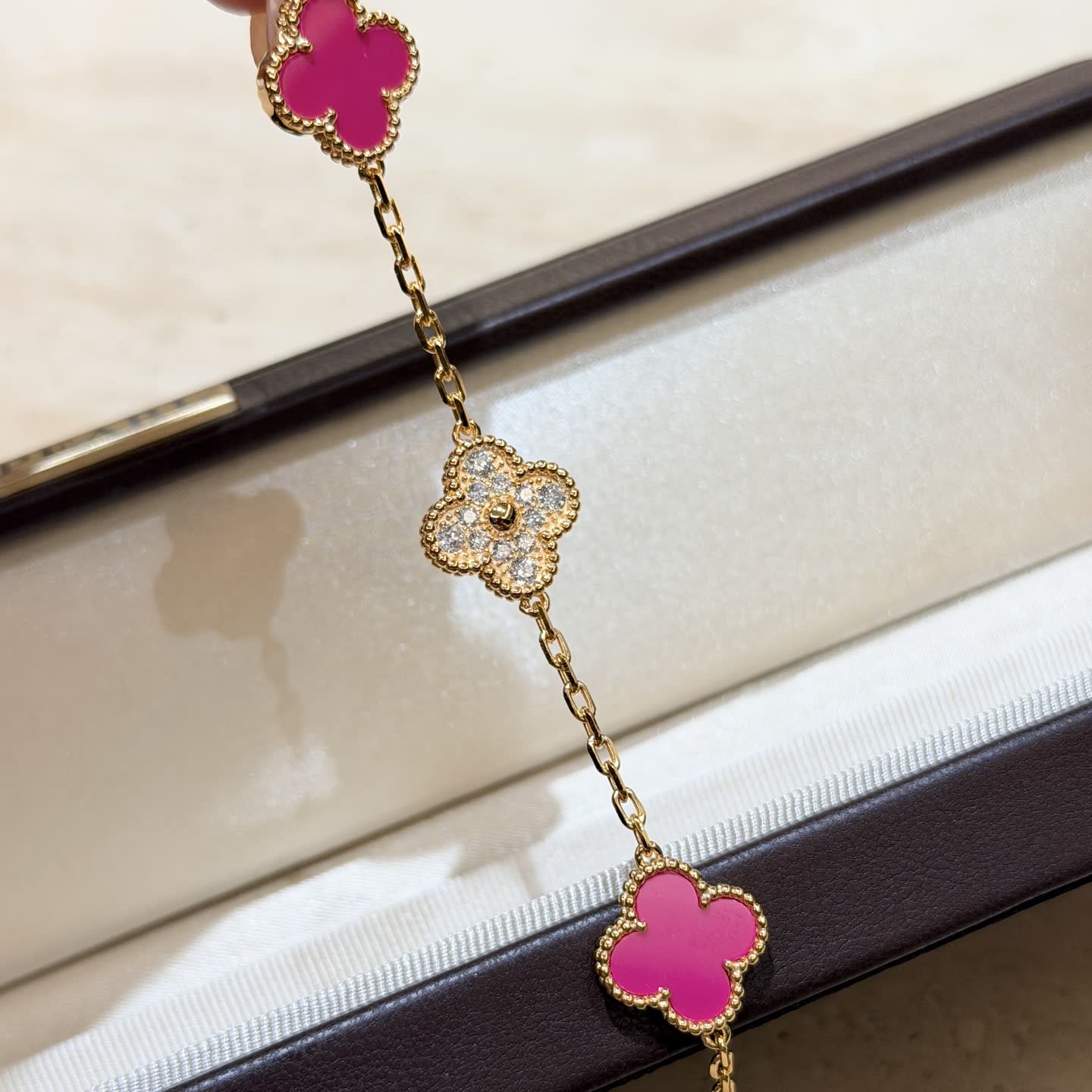 Van Cleef & Arpels Magic Alhambra Pink Enamel Bracelet